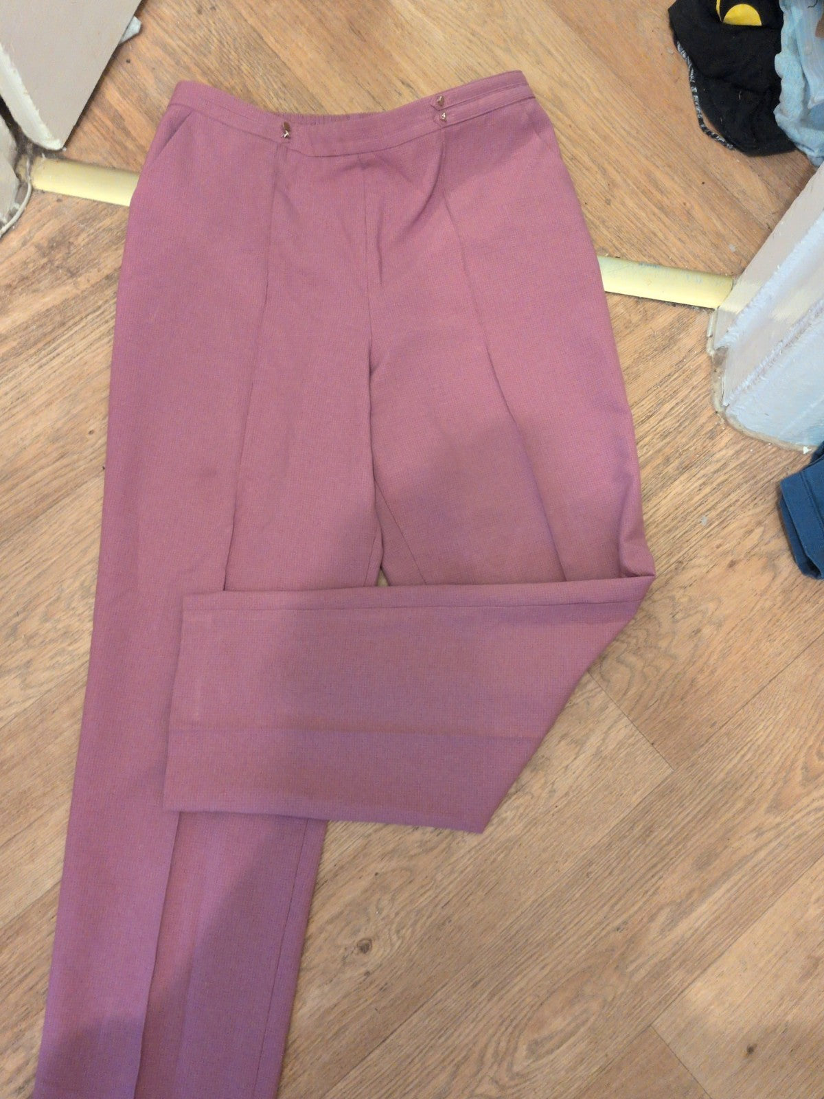 Marks And Spencer 14 Med Raspberry Elasticated Straight Leg Trousers