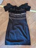 Boohoo 8 Black And Beige Short Sleeve Dress Knee Length