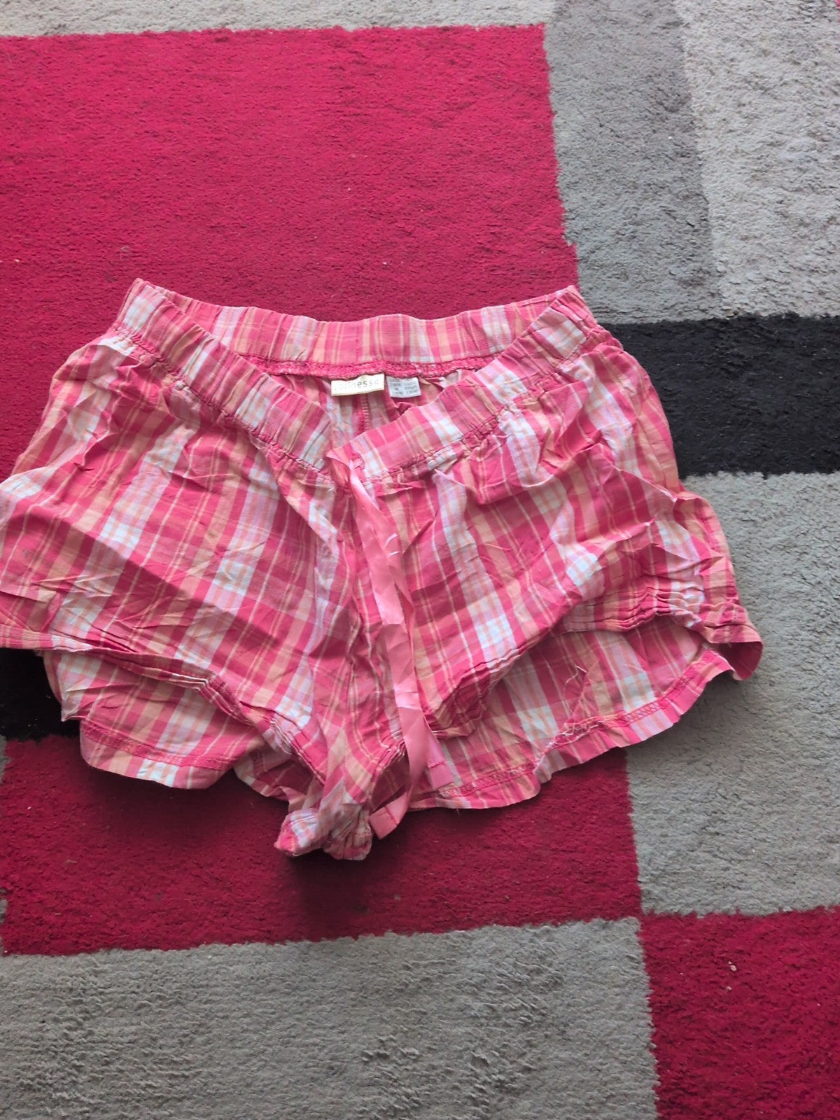Ladies Jolinesse Size 10-12 Pink Check Hot Pants