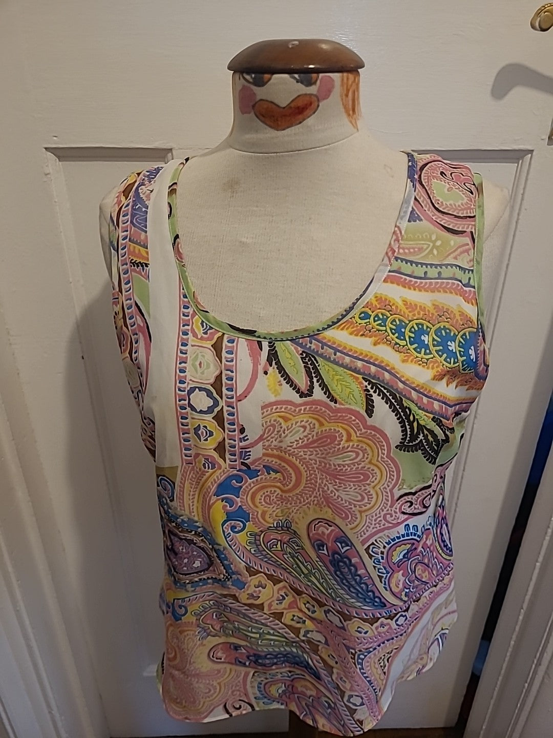 Ladies Size Medium Multicoloured Lined Sleeveless Tshirt