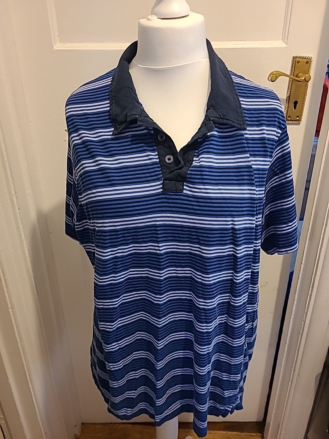 Mens Marks And Spencer Size XL 2 Tone Blue Striped Pyjama Top