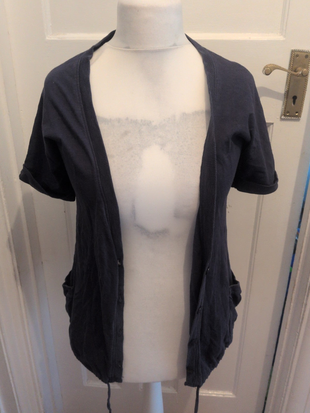 George 10 Navy Short Sleeve Buttoned Cardigan