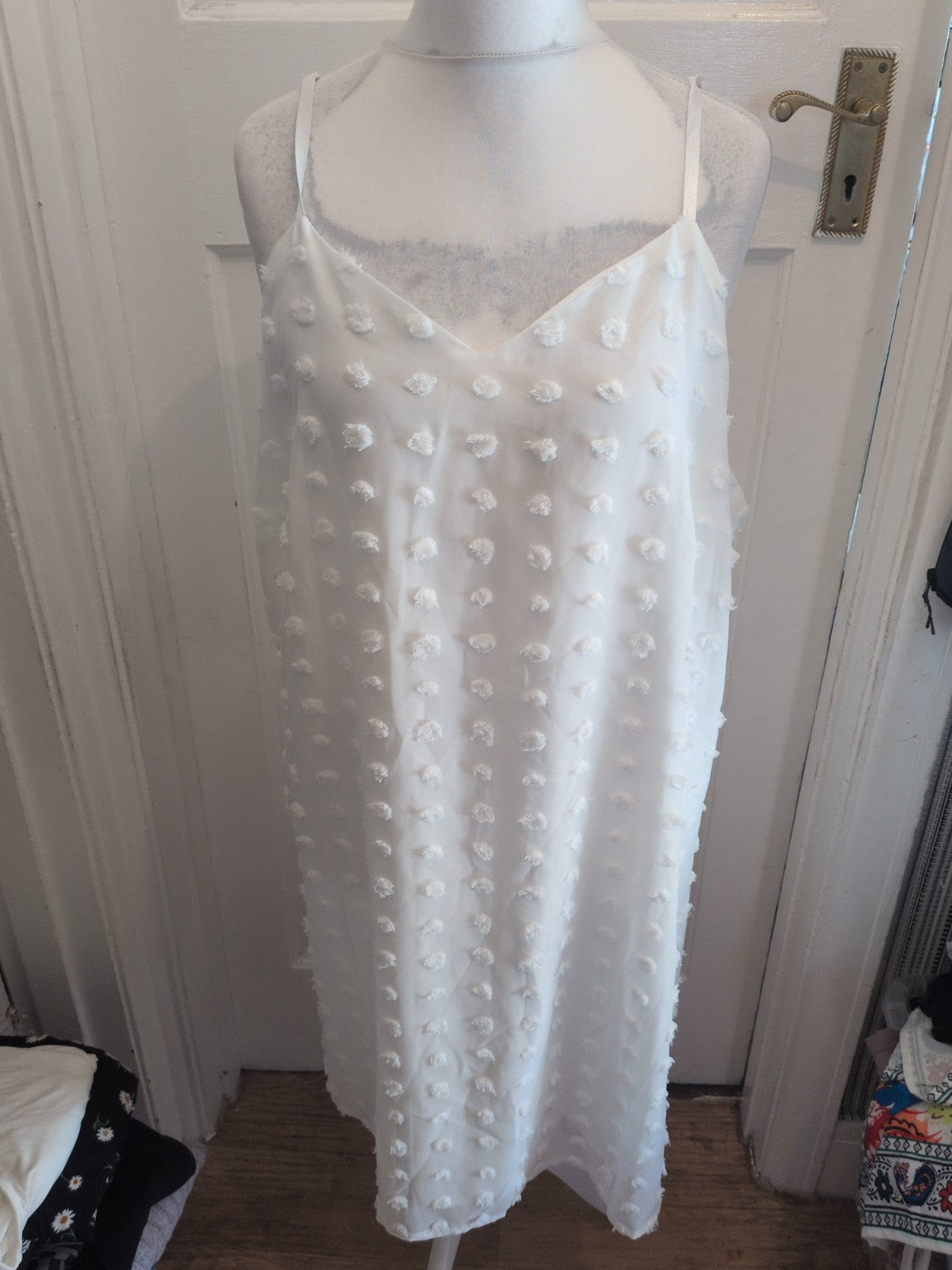 Shein 3xl White Sleeveless Pattern Texture Dress
