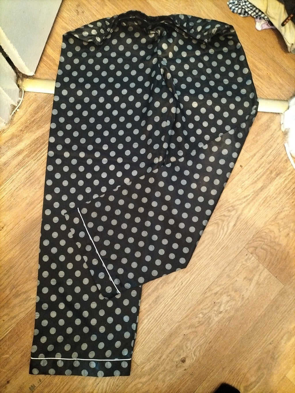 Marks And Spencer 14 Black Silver Spotty Elasticated Pyjama Bottoms