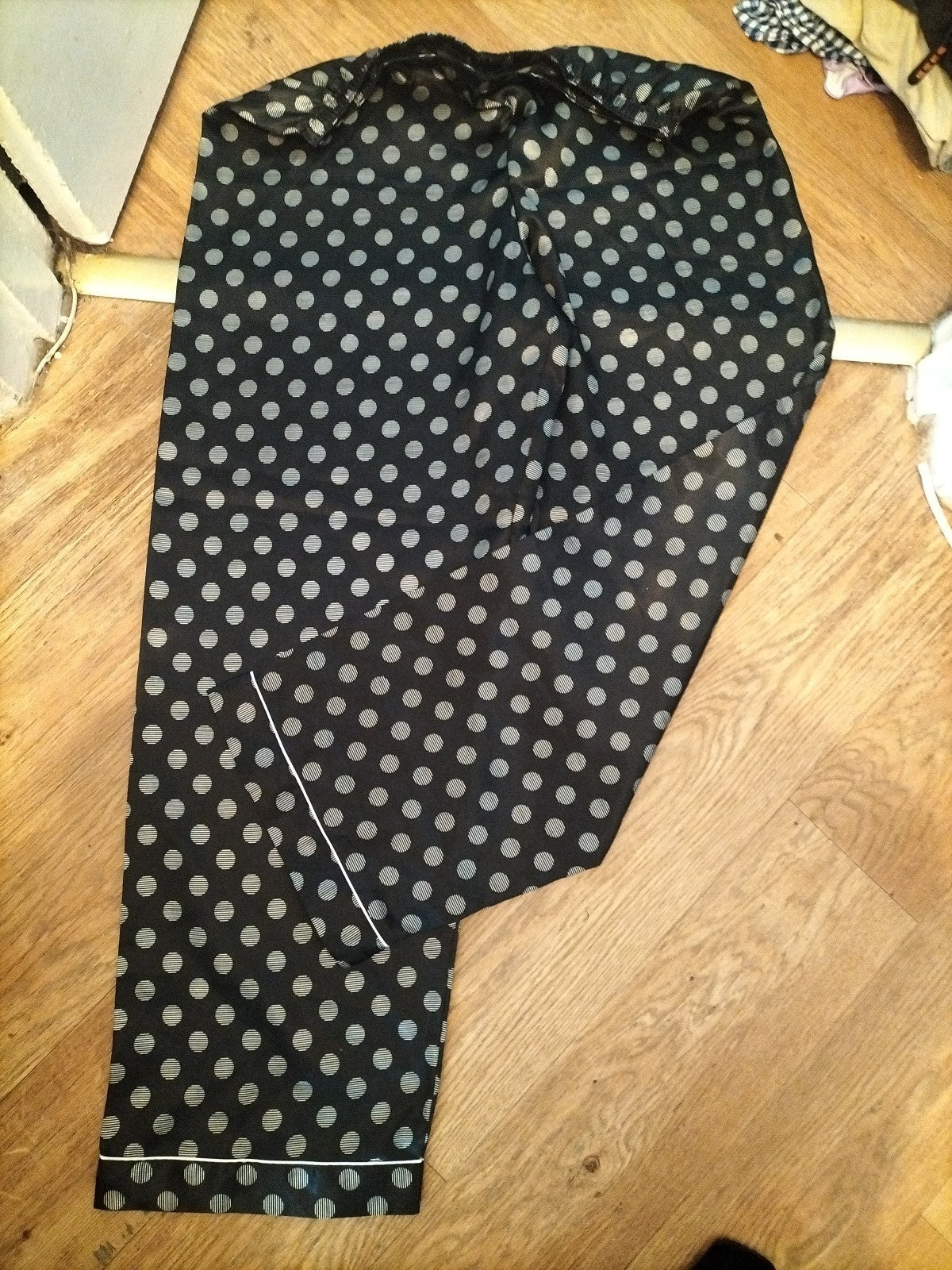 Marks And Spencer 14 Black Silver Spotty Elasticated Pyjama Bottoms