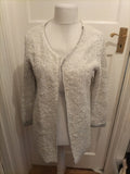 Topshop 12 White Fluffy Long Sleeved Cardigan Open