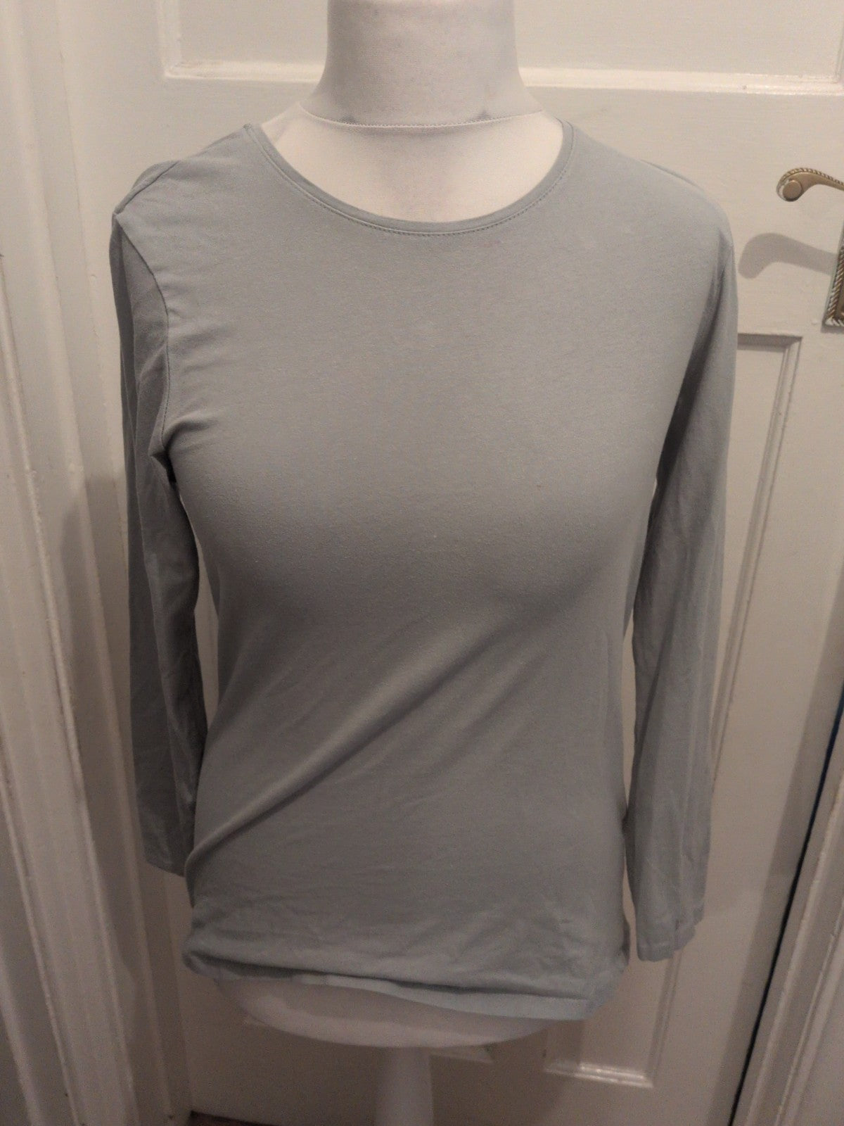 Primark 14-16 Pale Grey Long Sleeve Stretch Crew T-shirt