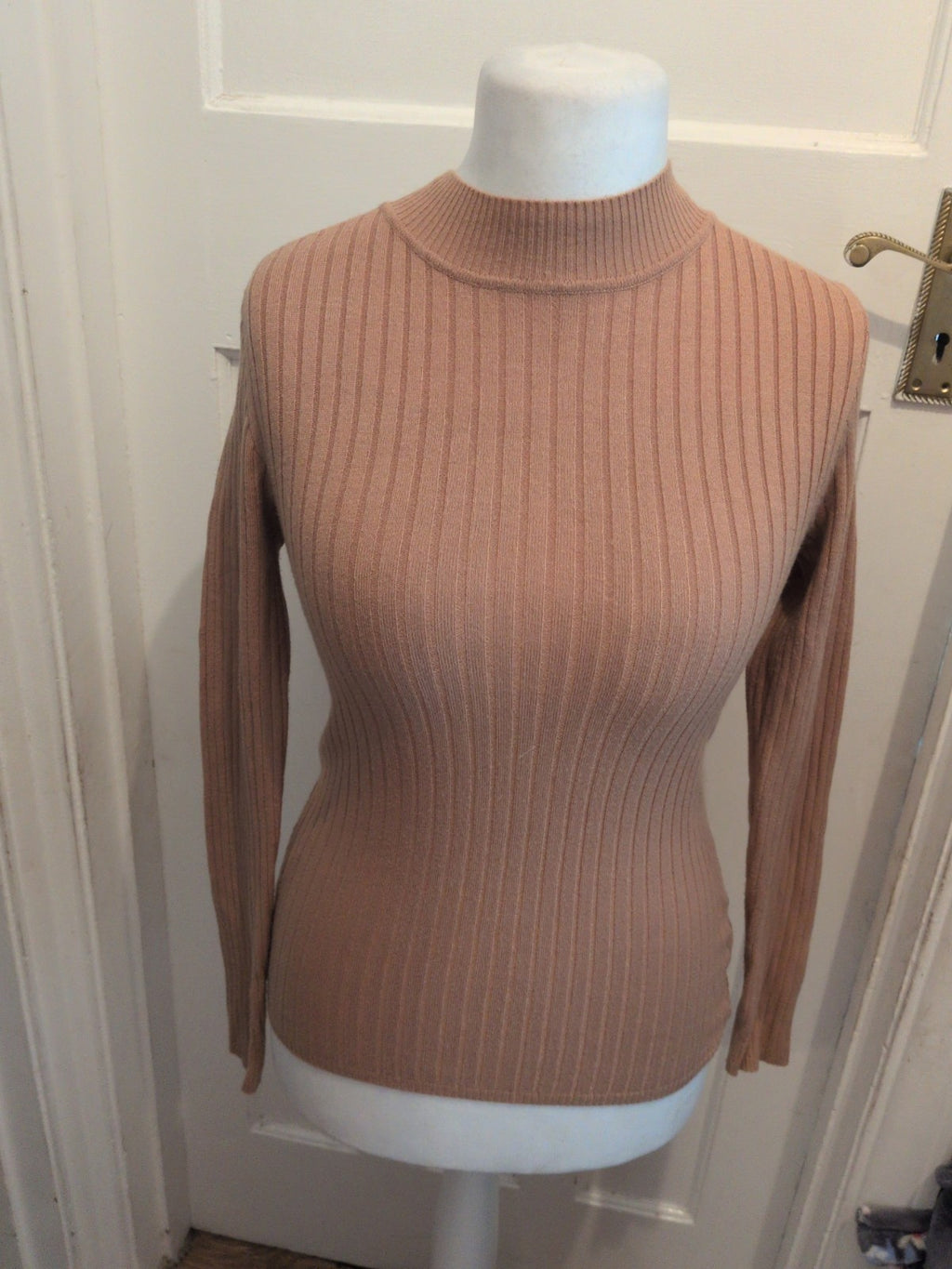 Primark Small Brown Ribbed High Neck Jumper