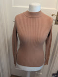 Primark Small Brown Ribbed High Neck Jumper
