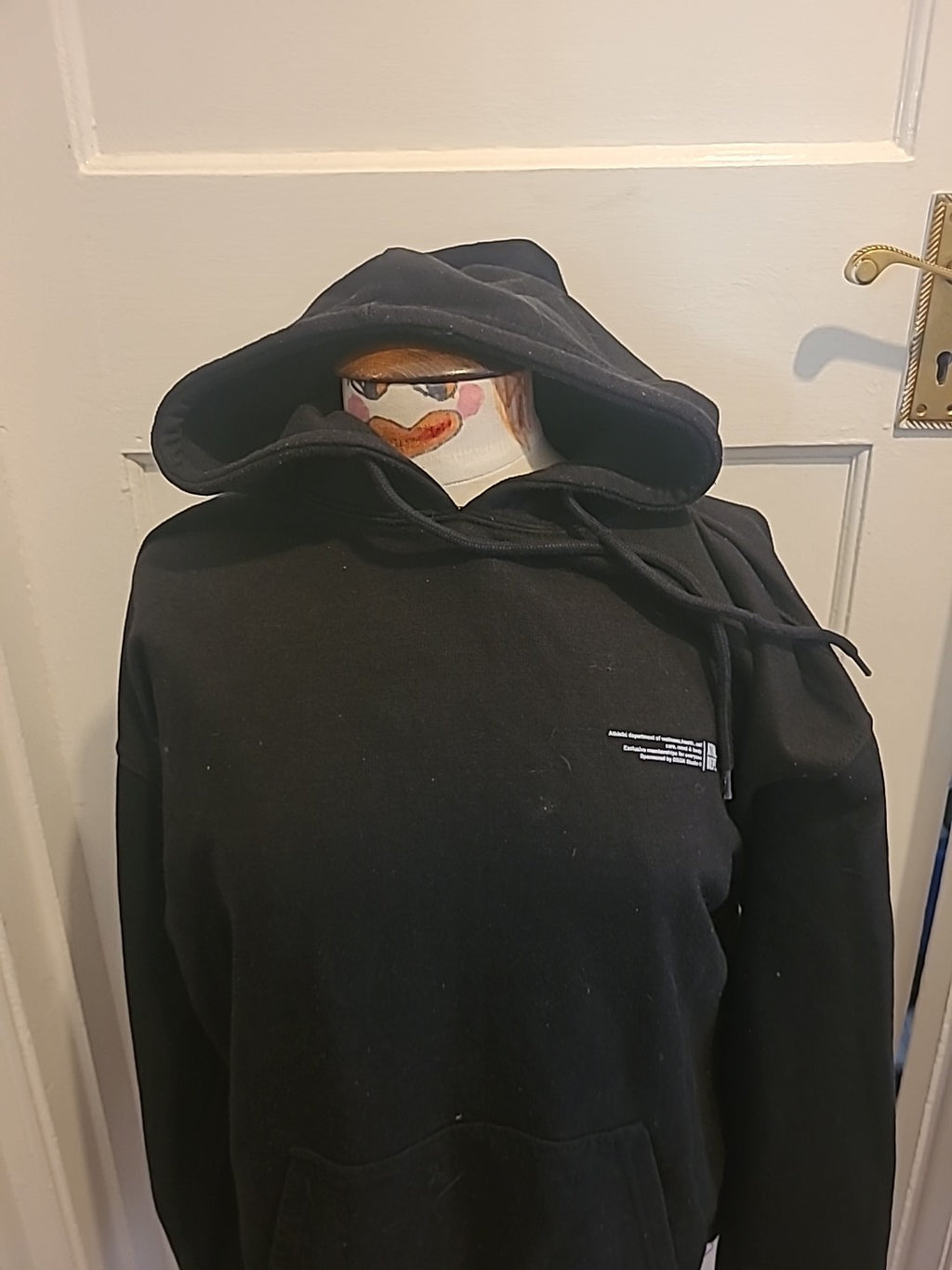 Mens Boohoo Size Medium Black Long Sleeved Printed Hoodie
