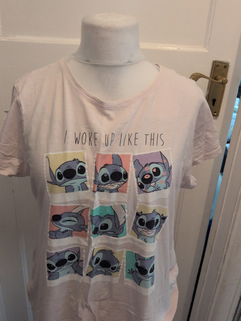 Primark Disney Medium Pale Pink Stitch Short Sleeve Pyjama Top