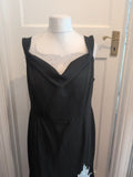 Ladies Size Large Black Sleeveless With White Hem Trim Sleeveless Dress