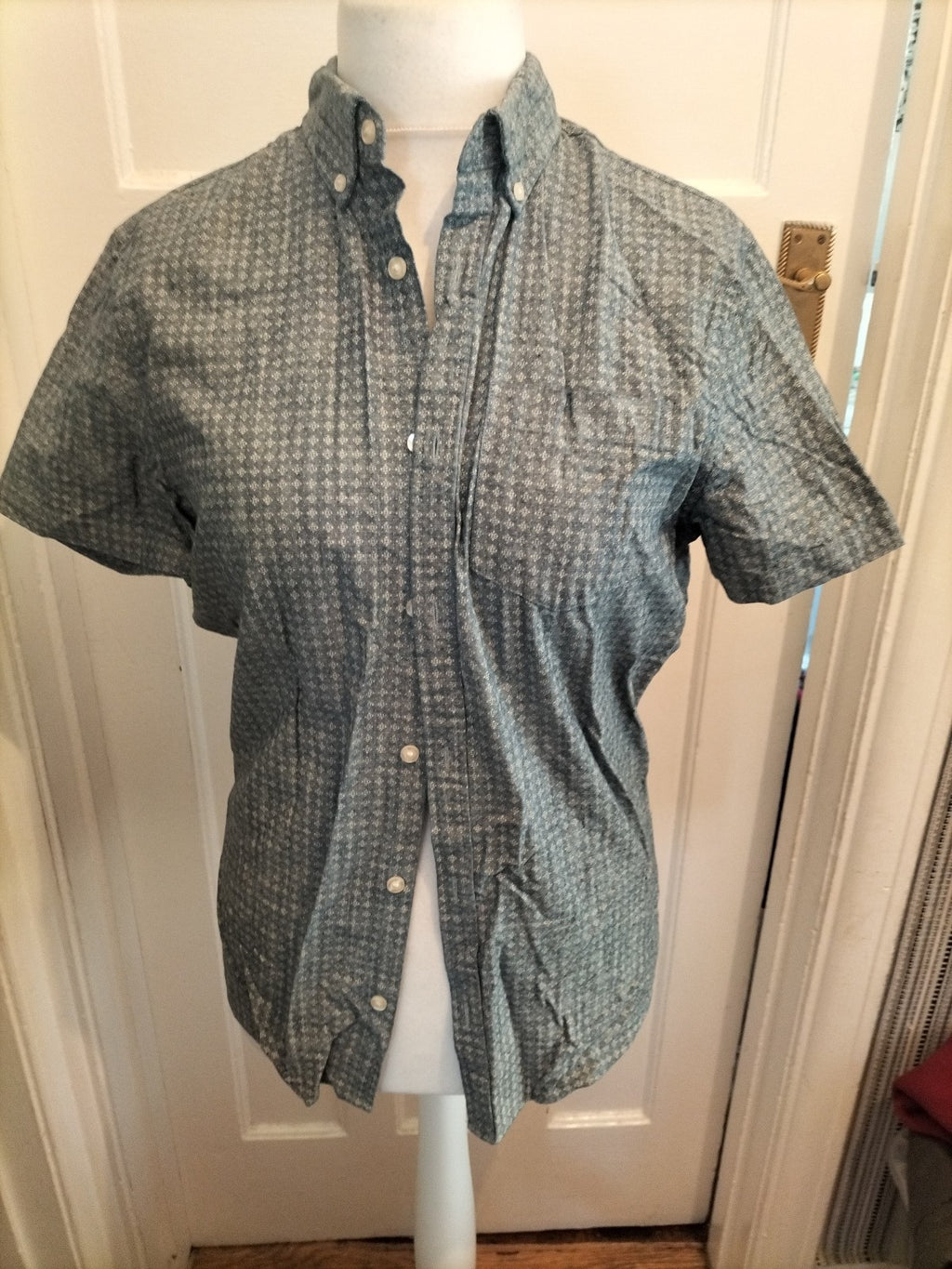 Mens F&F Size Small Indigo Yarn Short Sleeved Shirt