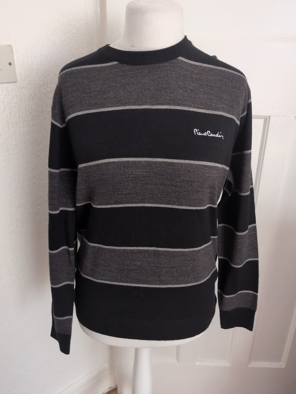 Pierre Cardin Small Black/Grey Stripe Long Sleeve Jumper