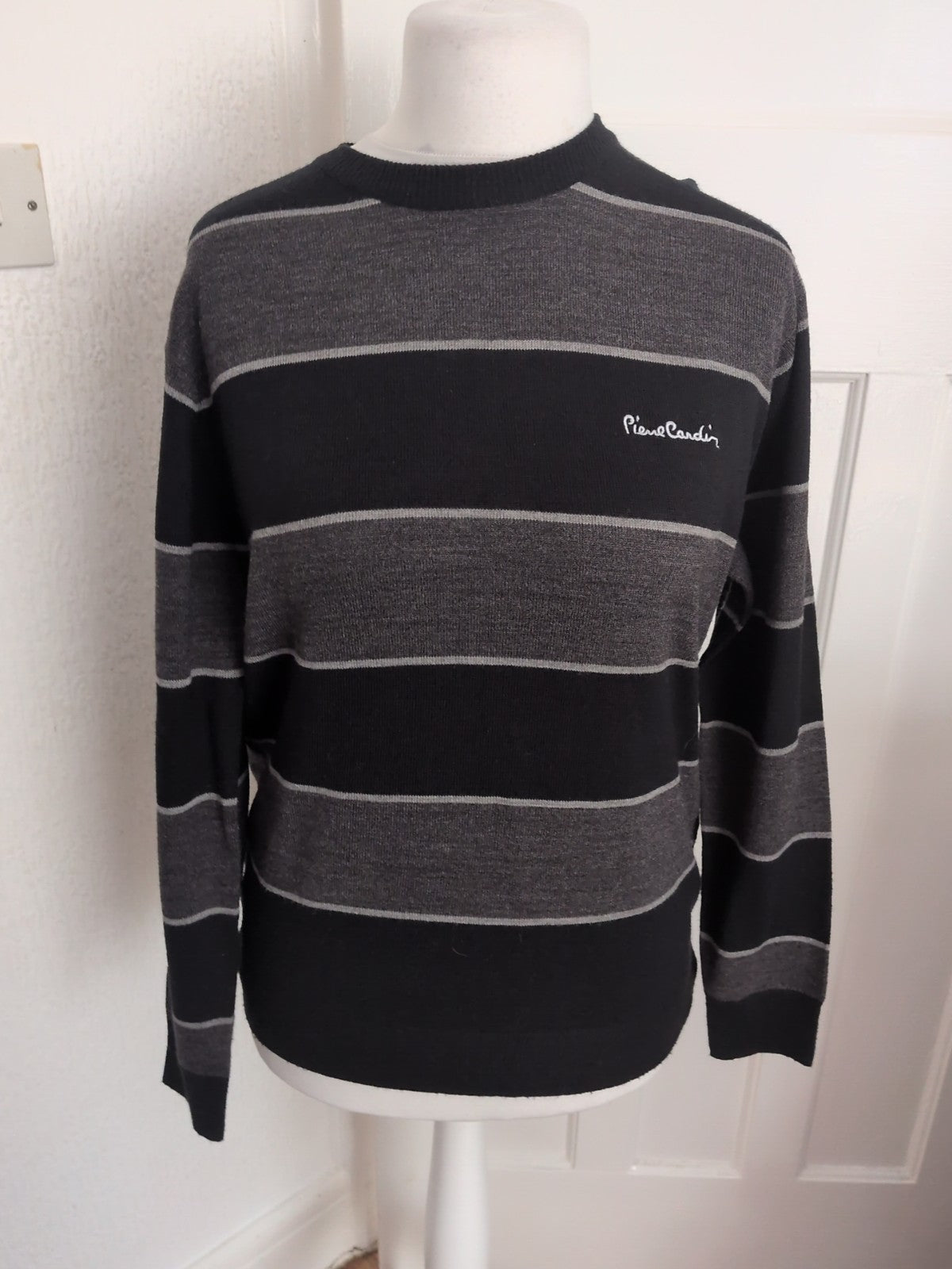 Pierre Cardin Small Black/Grey Stripe Long Sleeve Jumper