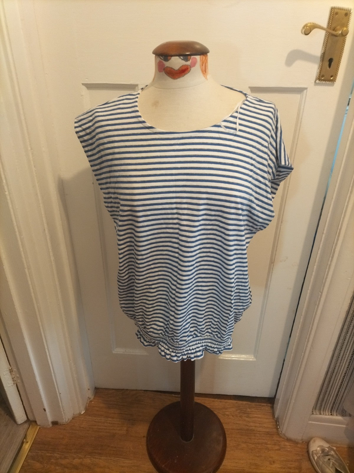 Brand New Ladies Pep&Co Size 2XL Blue And White Striped Top