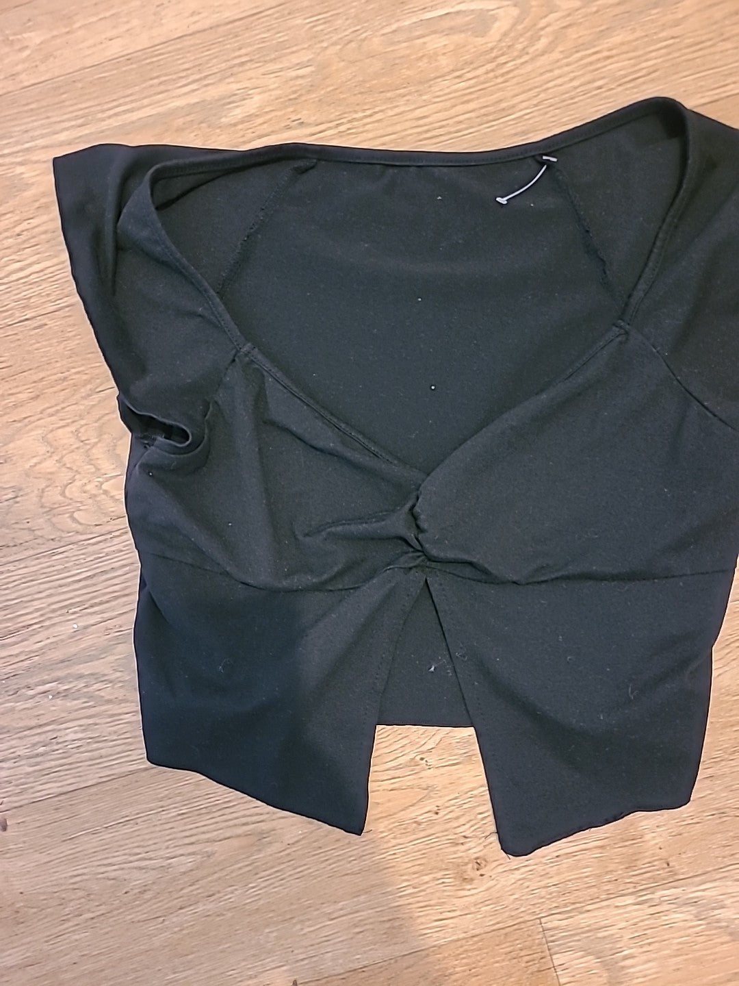 Ladies Shein Size Large Black Cap Sleeved Crop Top