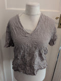 Zara Large Grey V Neck Short Sleeve T-shirt