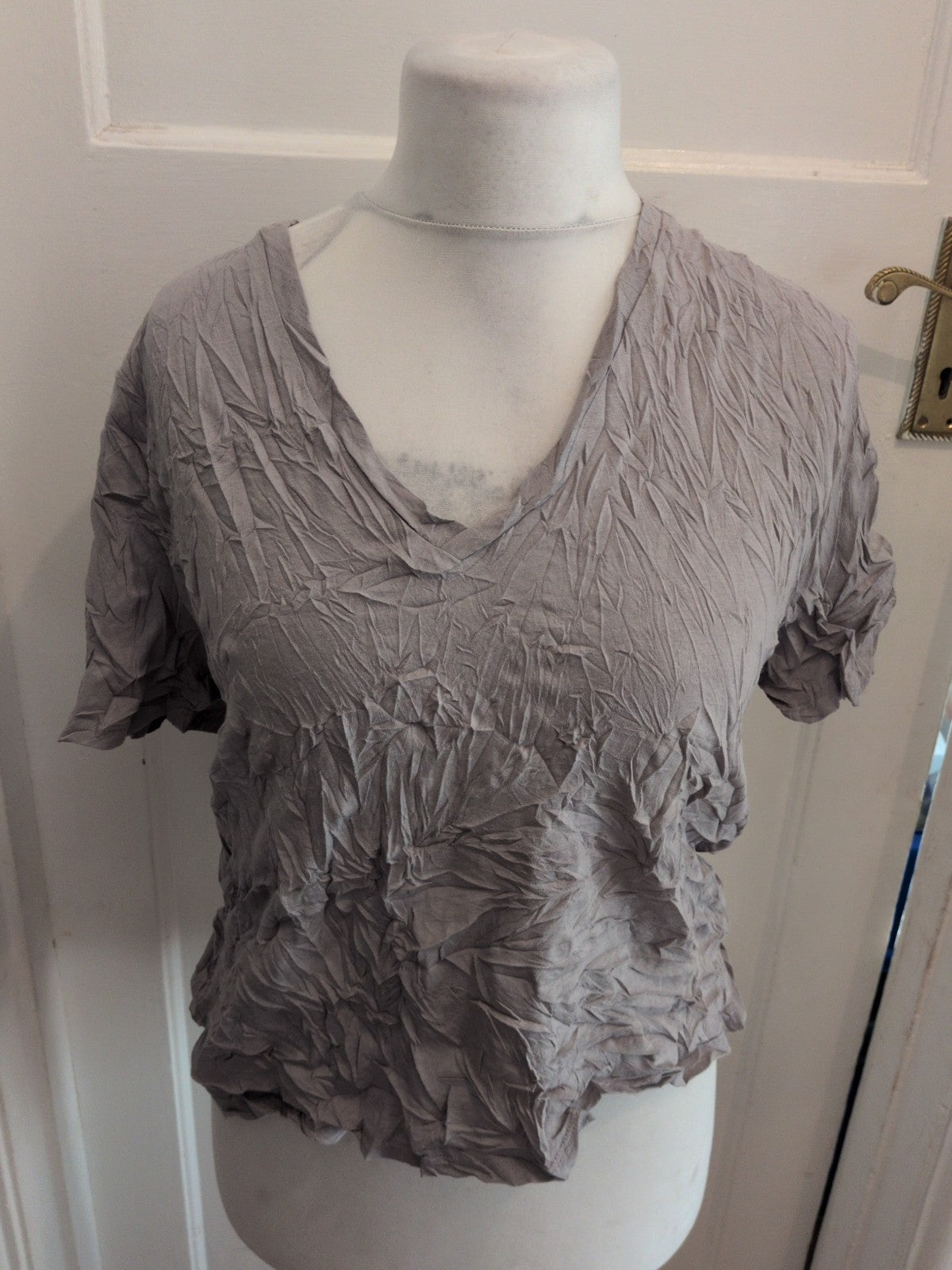 Zara Large Grey V Neck Short Sleeve T-shirt