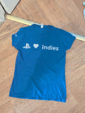 Ladies Gildan Size Medium Blue Short Sleeve Print T-shirt