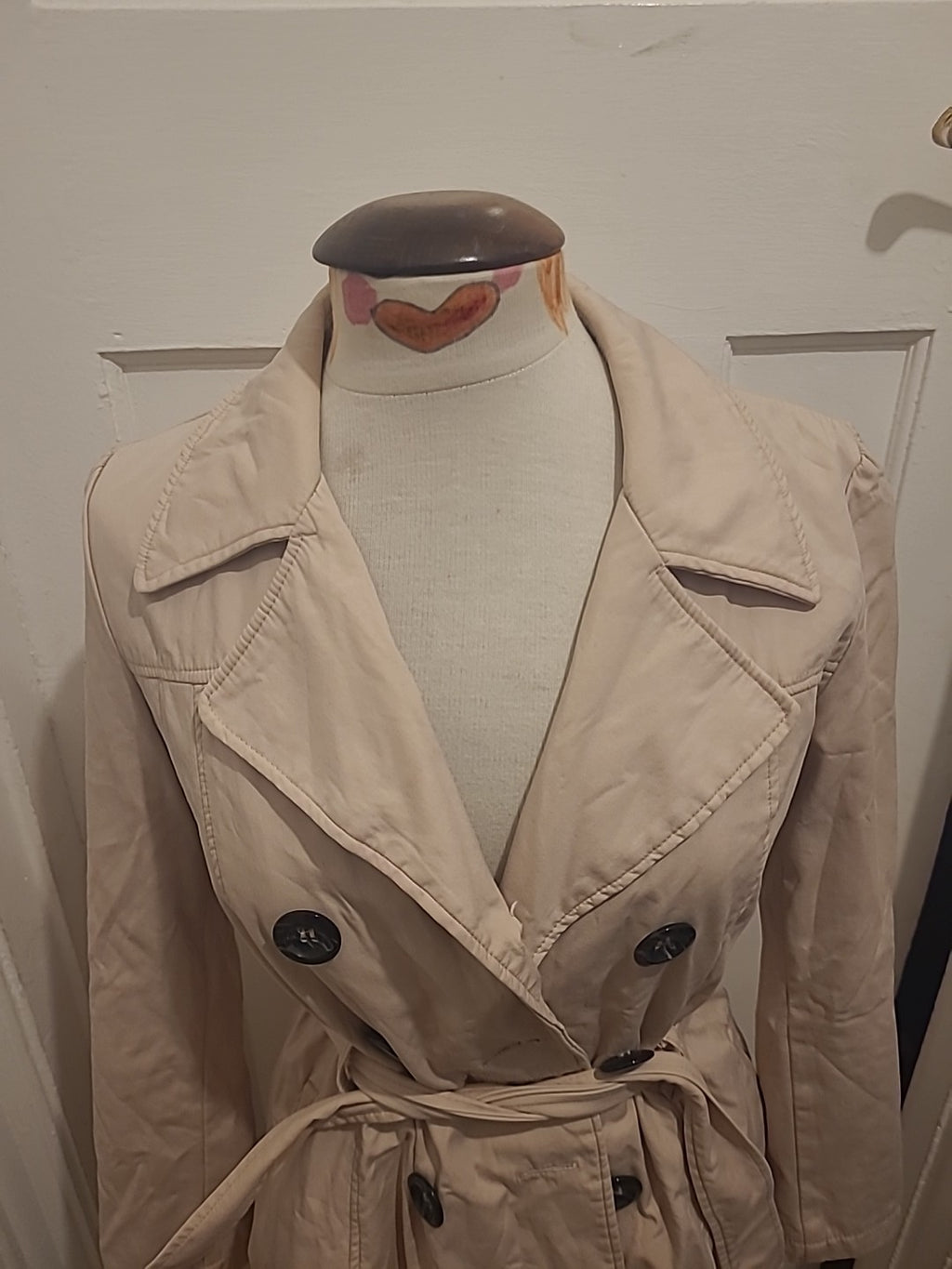 Ladies New Look Size 10 Baby Pink Long Sleeved Coat With Belt