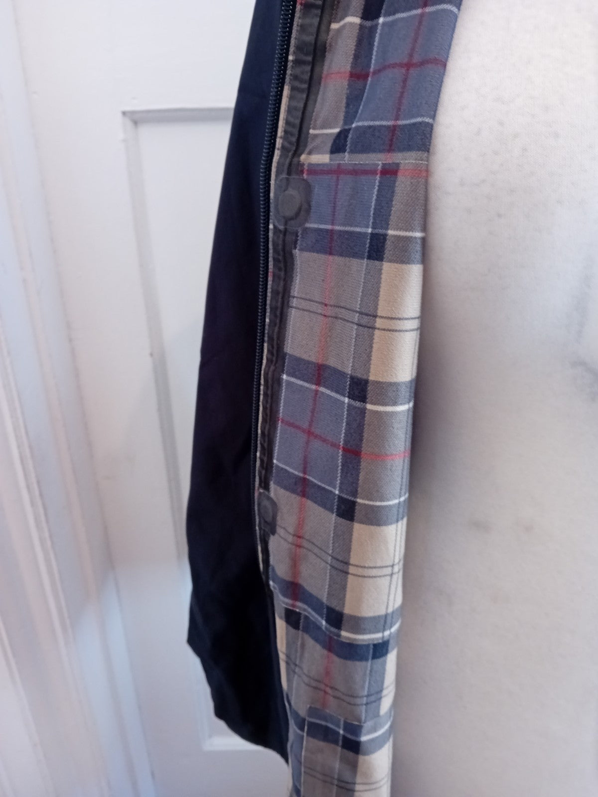 Barbour XL Navy Tartan Lined Waterproof Coat