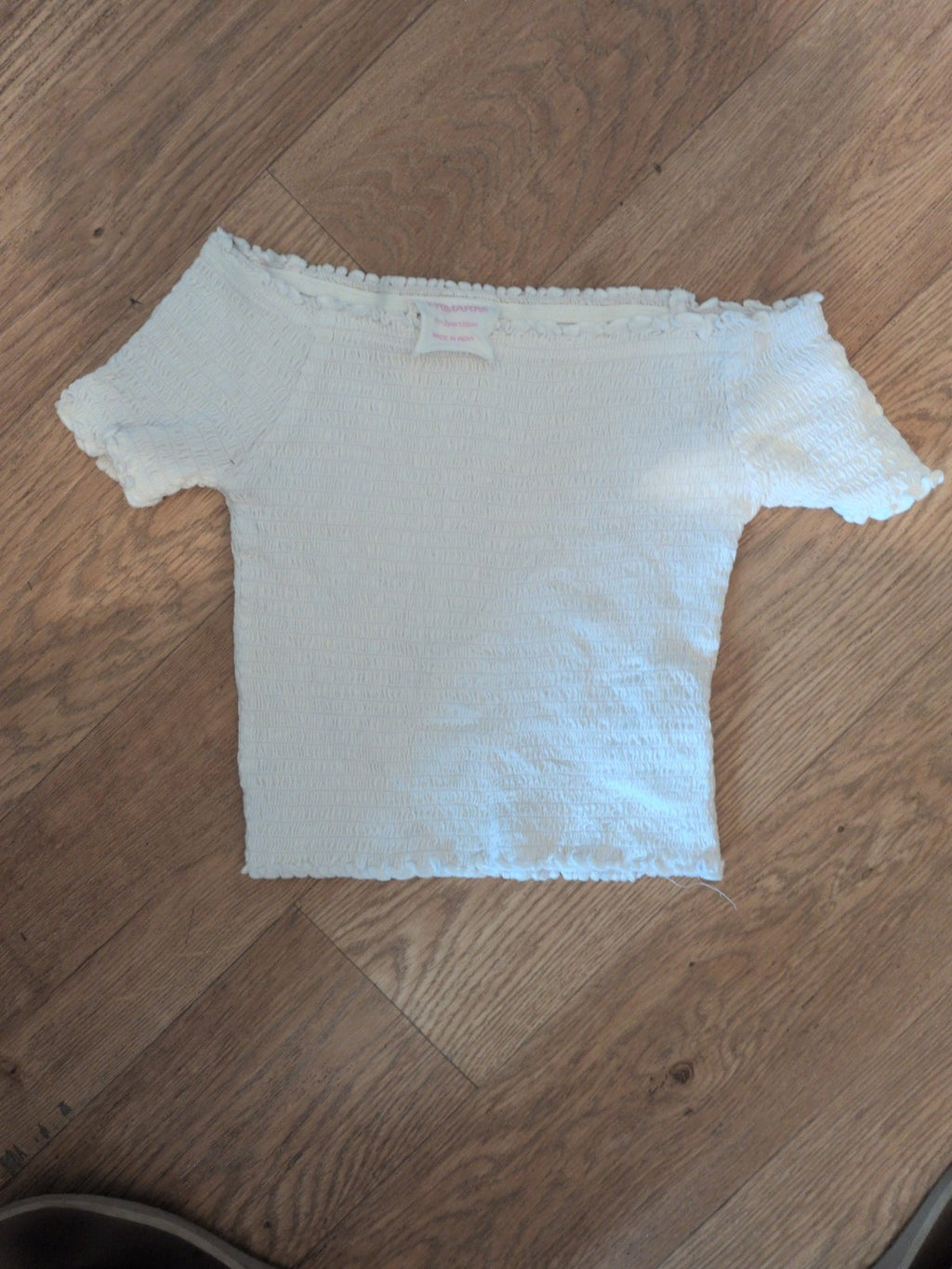 Primark 11-12 Years White Short Sleeve Bubblehem T-shirt