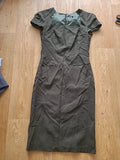Ladies Next Size 6 Dark Khaki Square Neck Cap Sleeved Dress