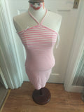 Ladies New Look Size 10 Pink White Striped Halterneck Dress