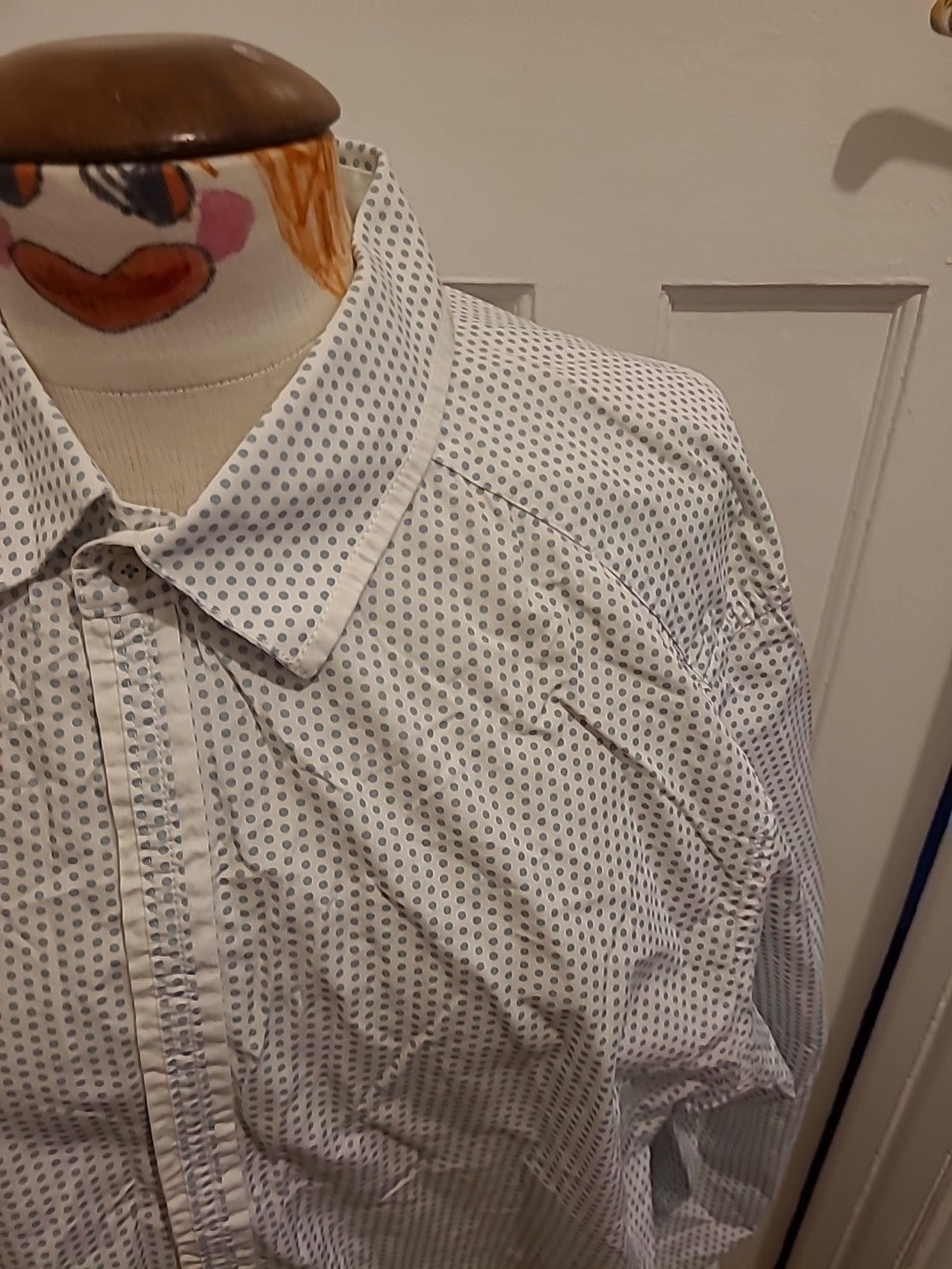 Mens Jeff Banks Size XL Blue/White Spotted Long Sleeved Shirt