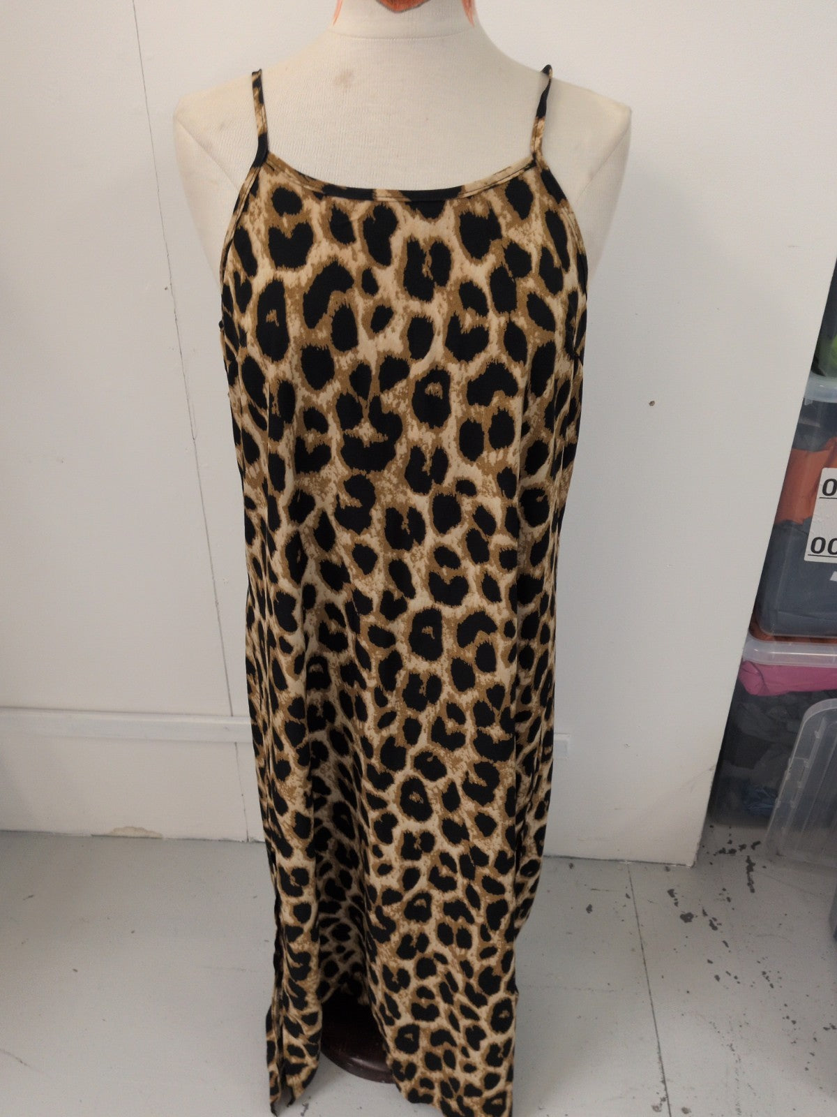 Shein Large Animal Print Sleeveless Split Hem Dress