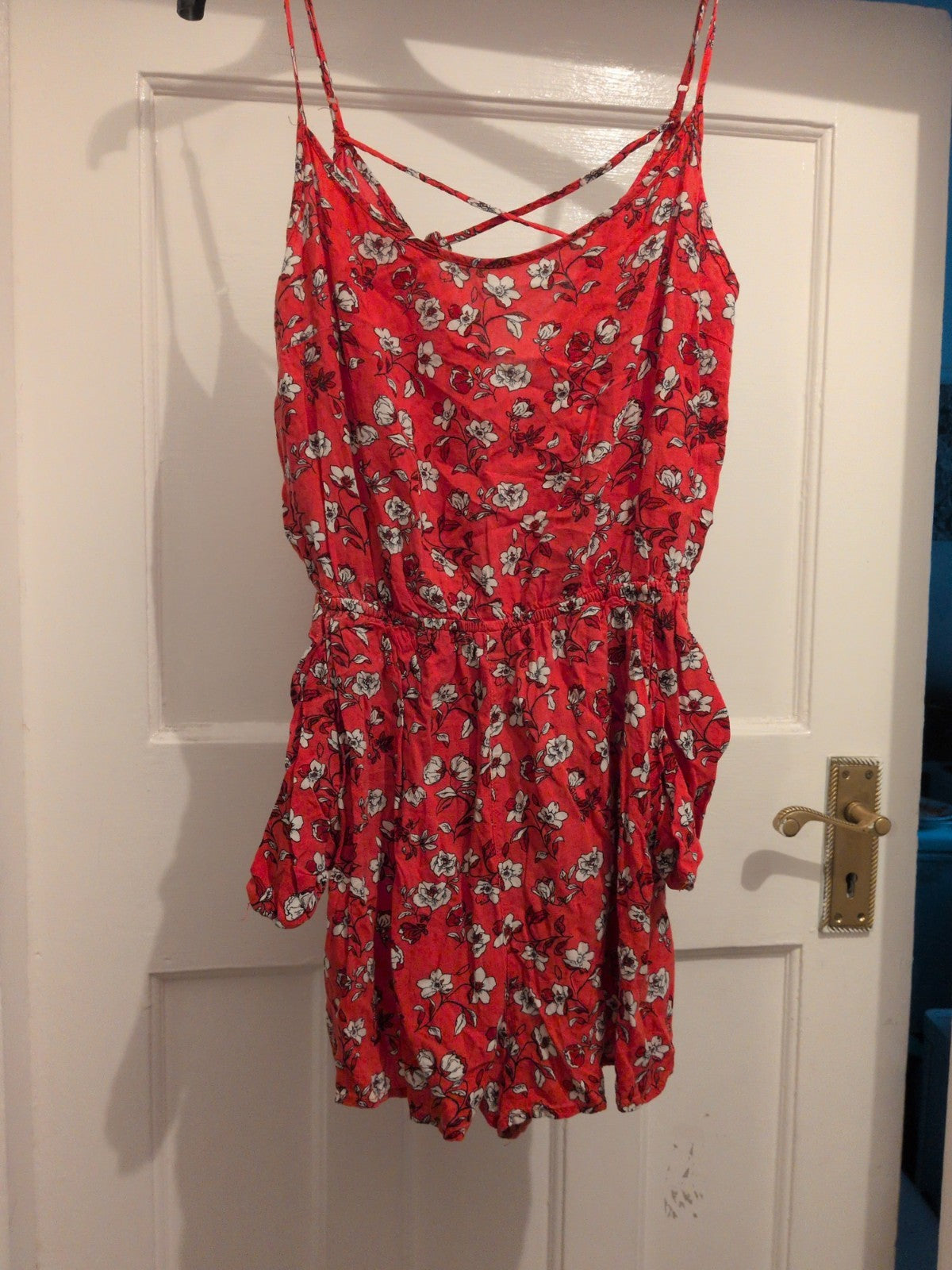 H&M Divided 12 Red Floral Sleeveless Playsuit