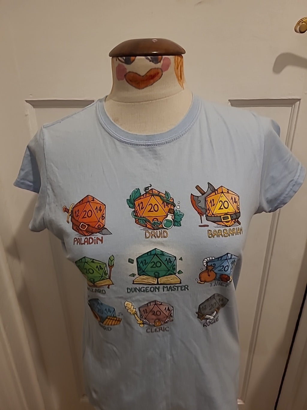 Ladies Gildan Size Small Blue Print Short Sleeved Tshirt