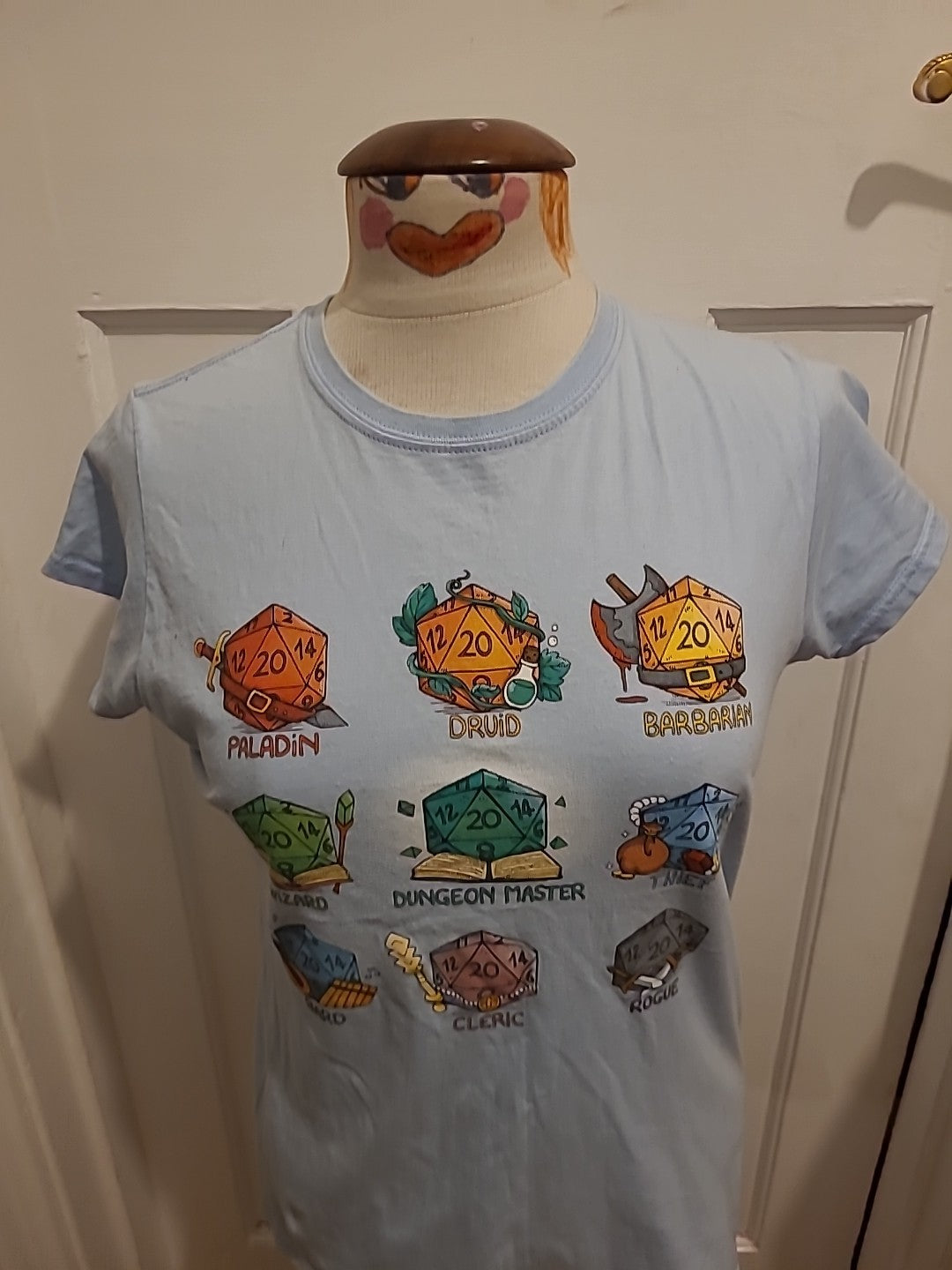 Ladies Gildan Size Small Blue Print Short Sleeved Tshirt