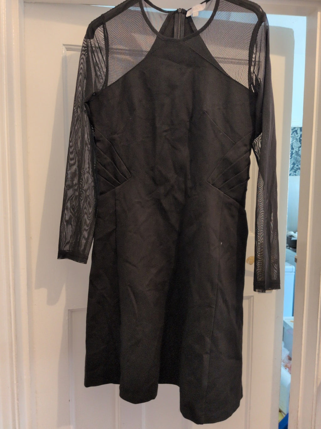 Apricot 12 Upper Mesh Black Long Sleeve Dress