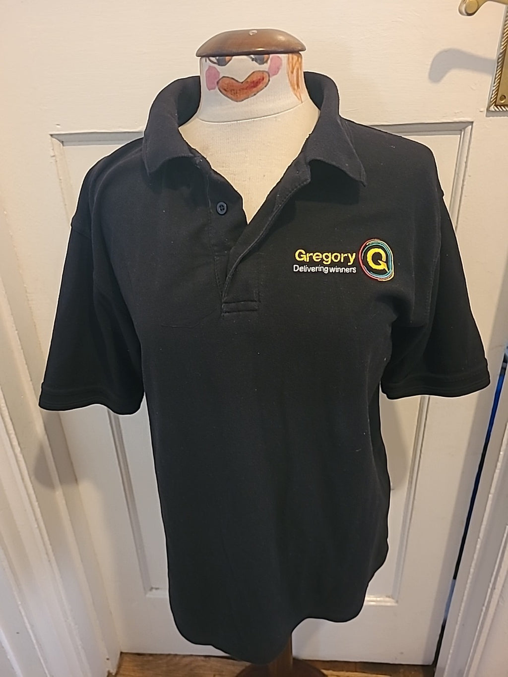 Mens Size Medium Black Gregory Short Sleeved Polo