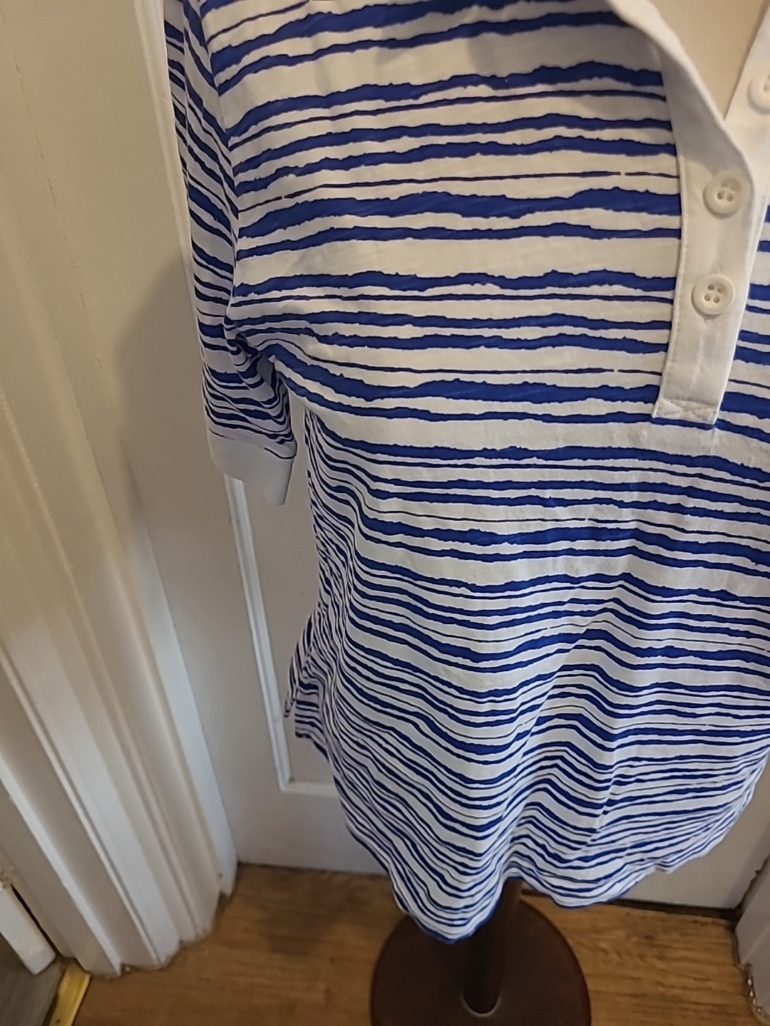 Mens Lark Size Medium Blue White Short Sleeved Polo