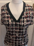 M&S Collection 12 Multicoloured V Neck Short Sleeve Blouse Patterned