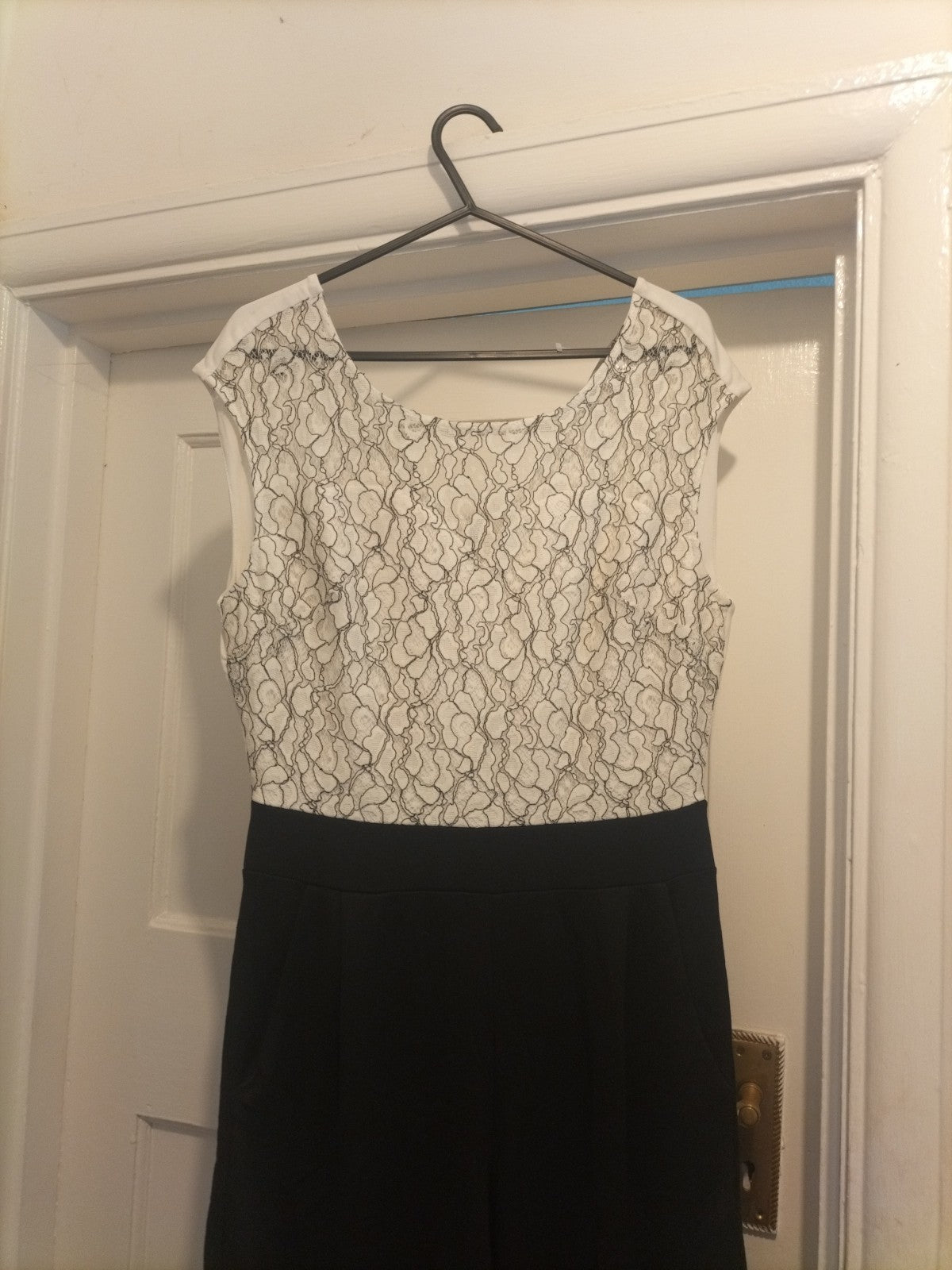 Ladies Ashley Brooke Size 8 Black/White Jumpsuit
