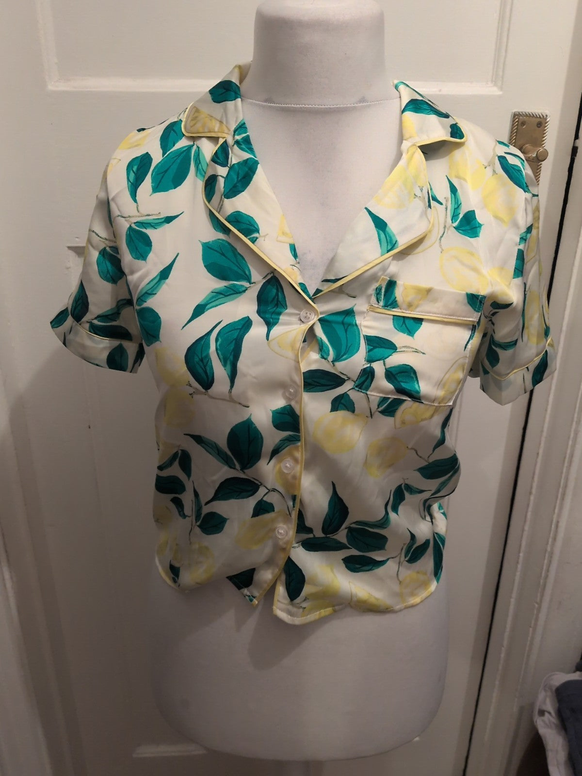 Primark 4-6 Lemon And Green Collared Short Sleeve Blouse