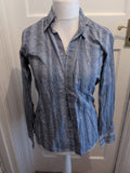 Ted Baker Size 2 Blue Floral Shirt Long Sleeve