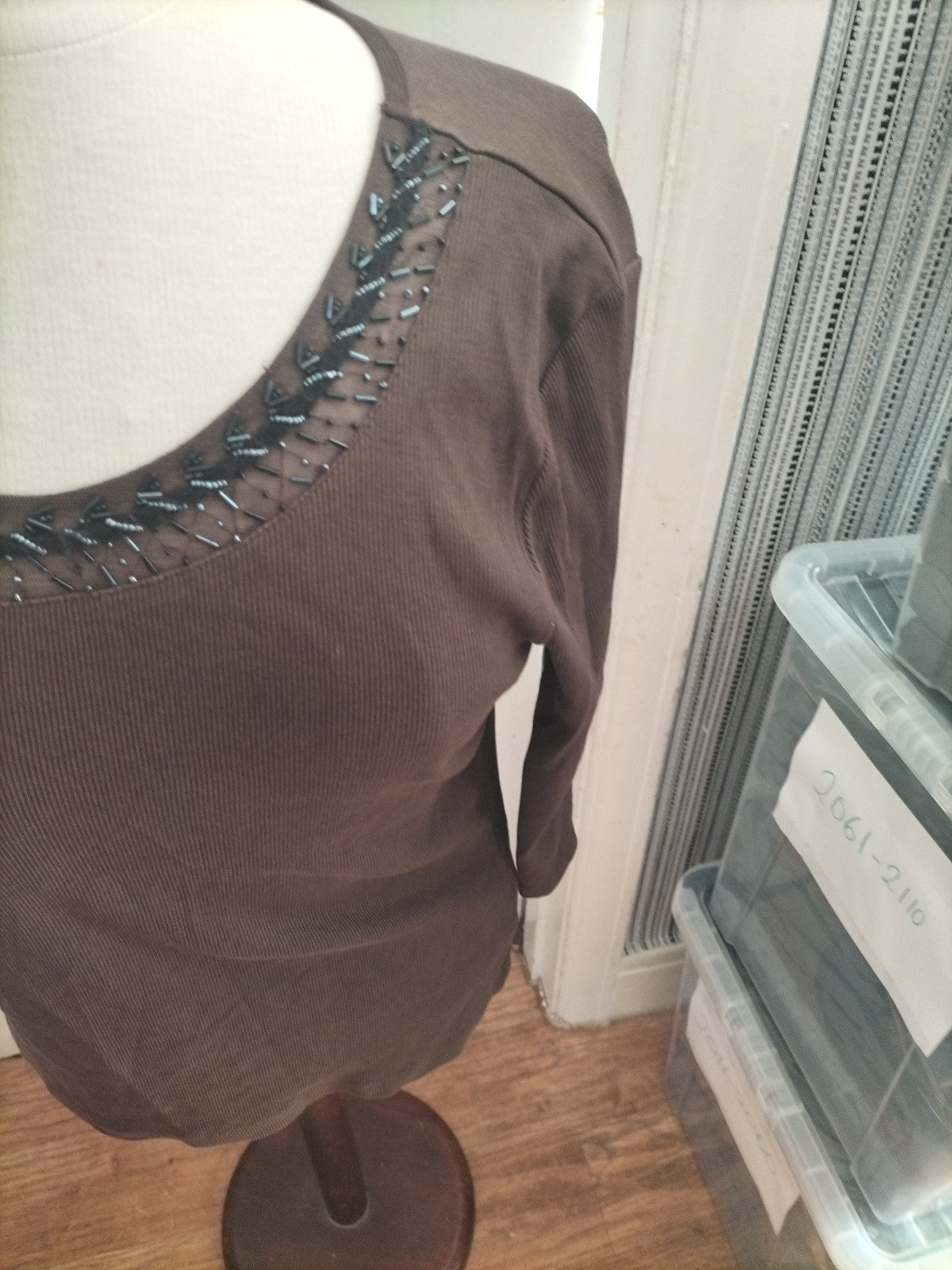 Ladies Margittes Size (40) Brown Long Sleeved Blouse