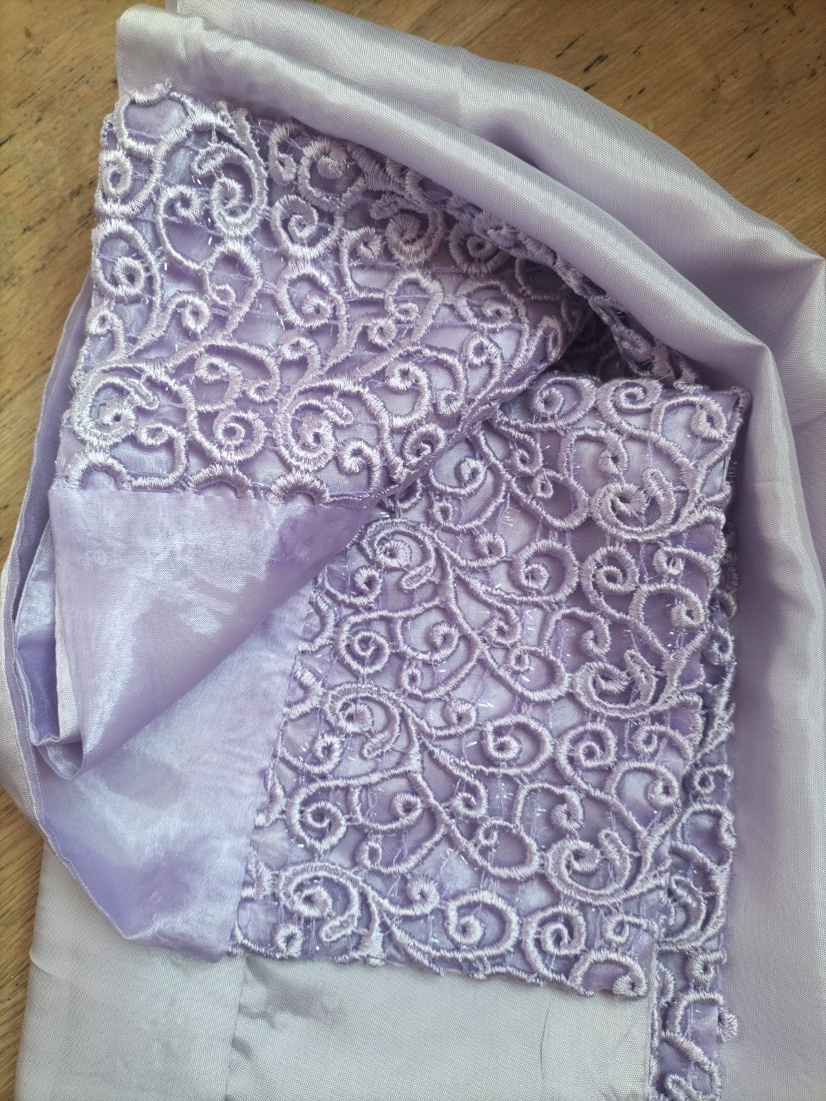 Ladies Lilac Silky** Embroidery Detail Scarf