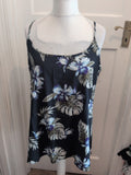 Kushi 20 Navy Floral Sleeveless Blouse Top