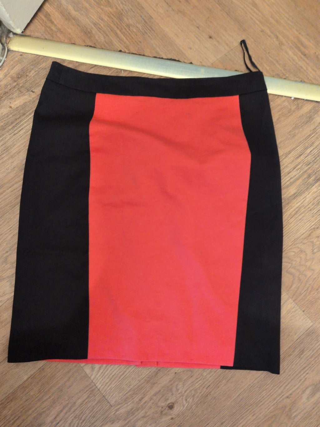 Next 16 Coral And Black Straight Midi Skirt Small Mark On Front