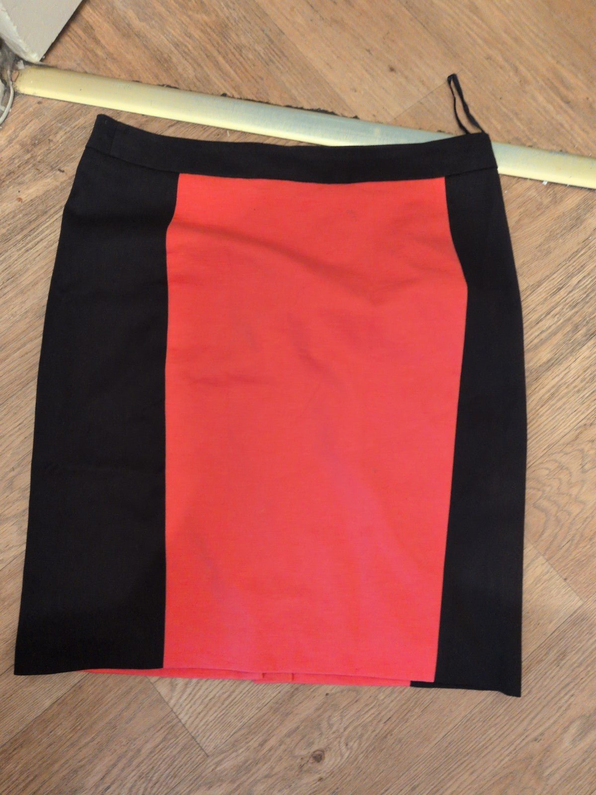 Next 16 Coral And Black Straight Midi Skirt Small Mark On Front