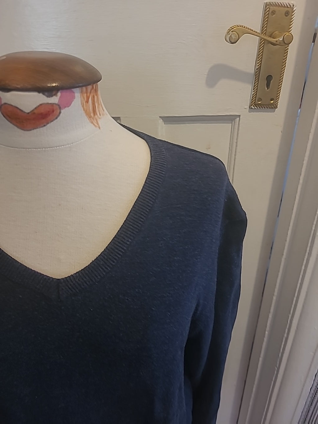 Mens TU size Large Navy Pure Cotton Long Sleeved Pullover Jumper