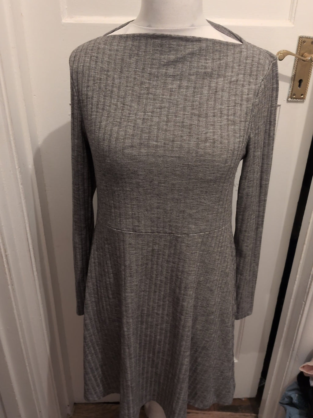 Primark Large Grey Brush Rib Long Sleeve Dress