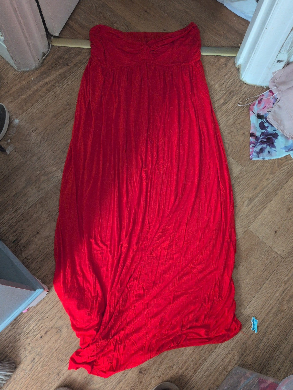 Next 22 Sunset Orange Sleeveless Strapless Dress Long Length