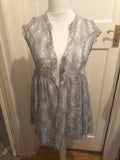 Ladies Next Size 10 Grey And White See Through Long Blouse